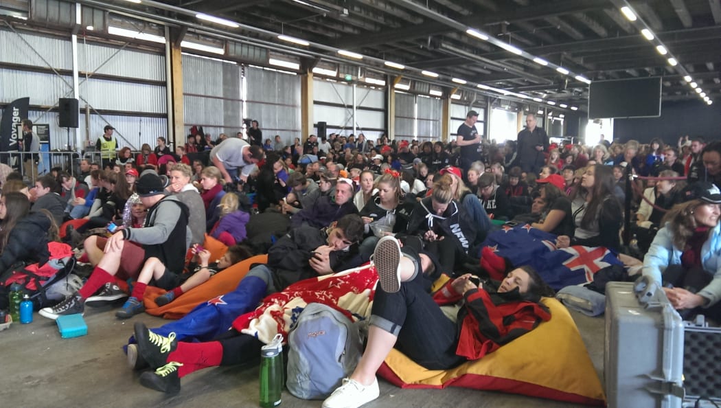 Shed 10 fans waiting for the racing to start on Sunday.