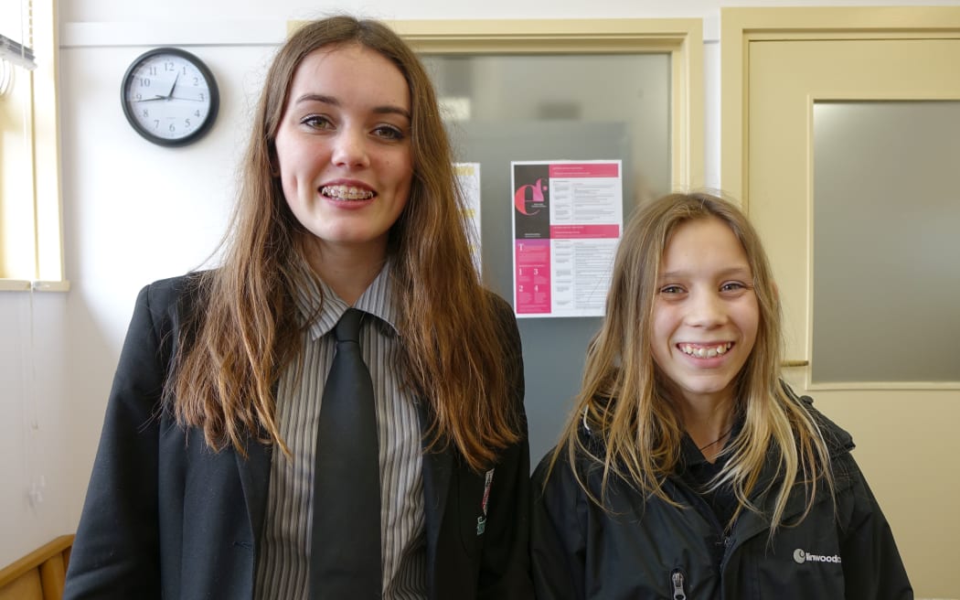 Year 12 Linwood College student Harriett Helms and Year 9 student Kaylah Hoskins
