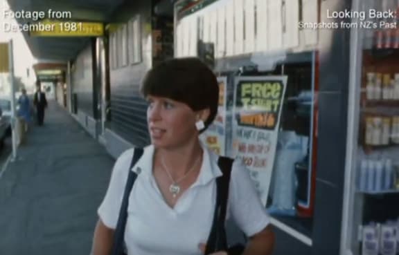 RNZ's Rebecca Scott on the election campaign trail in 1981 in Looking Back's re-run of Eye Witness News.