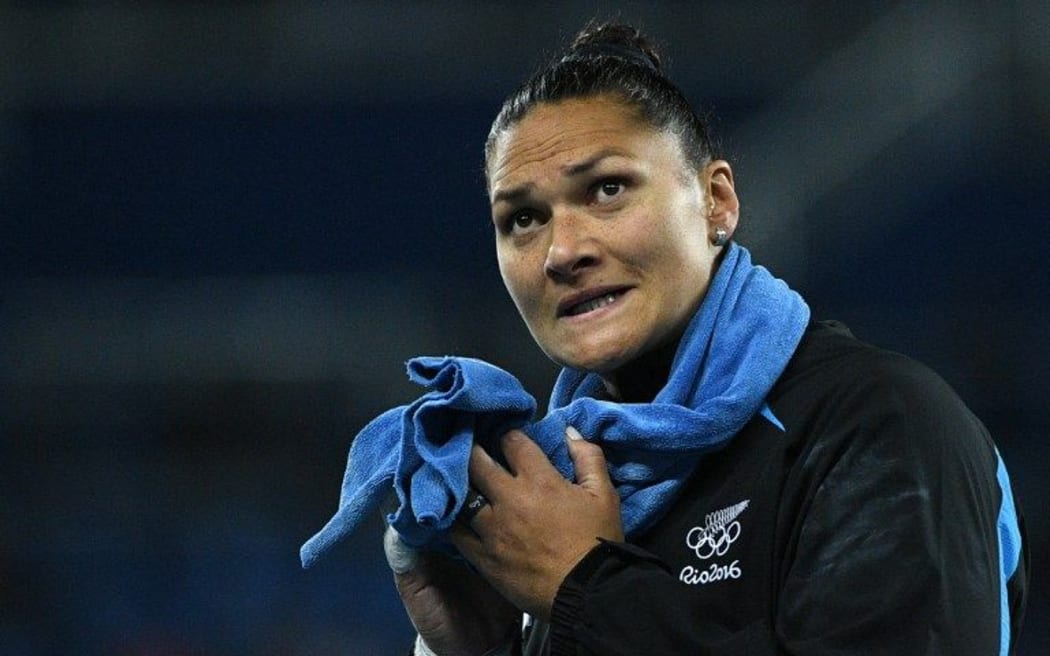 Valerie Adams won silver during the women's shot put final in Rio.