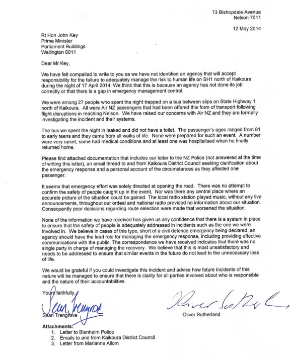 The letter to the Prime Minister.