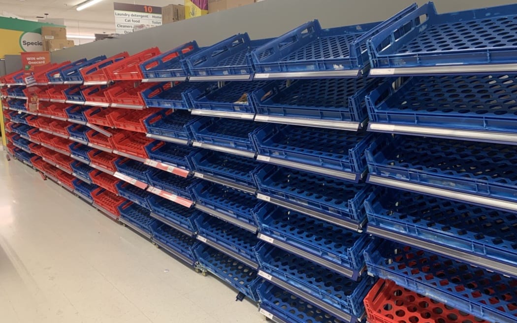 Bread aisle at St Luke’s Countdown were wiped clean as Aucklanders prepared for Cyclone Gabrielle.