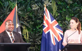 Papua New Guinea Prime Minister James Marape and New Zealand Prime Minister Jacinda Ardern.