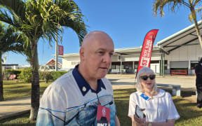 Prime Minister Christopher Luxon speaking to media in Tonga on 29 August 2024 before flying to Vava'u Island for the leader's retreat segment of the Pacific Islands Forum.