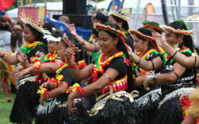 Kiribati dancers performing at the opening ceremony of the Wellington Pasifika Festival.
