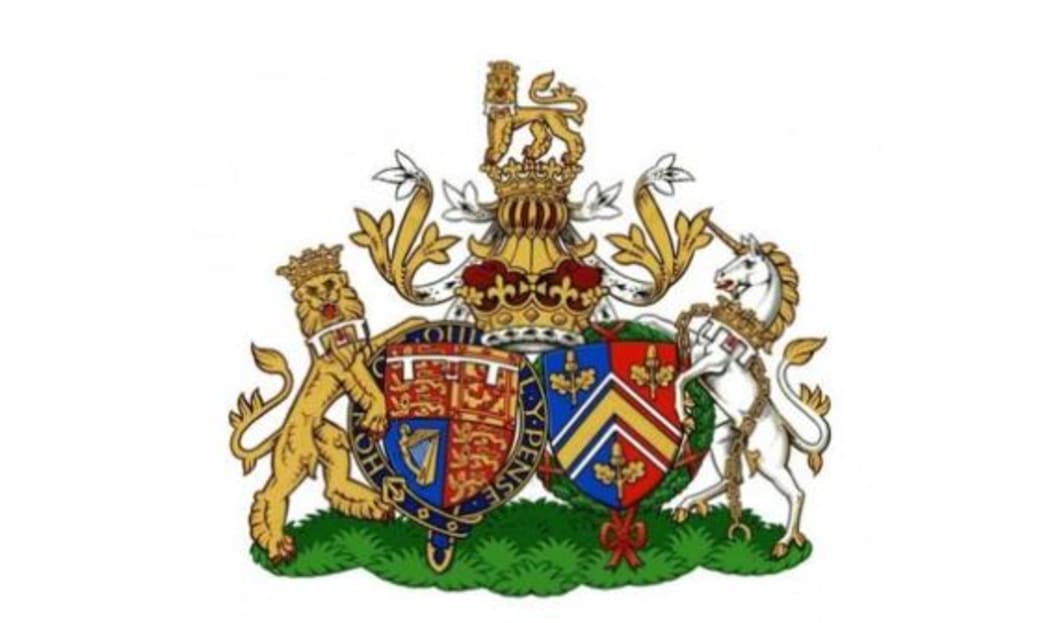The conjugal coat of arms for the Duke and Duchess of Cambridge.
