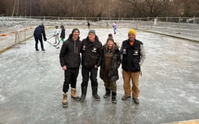 image of Bush Creek Ice volunteers, from left, Mike Thurston, Glen Wearing, Rebecca Dobson and James van Leeuwen.