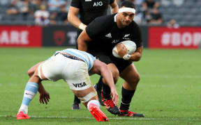Alex Hodgman playing for the All Blacks against Argentina in 2020.
