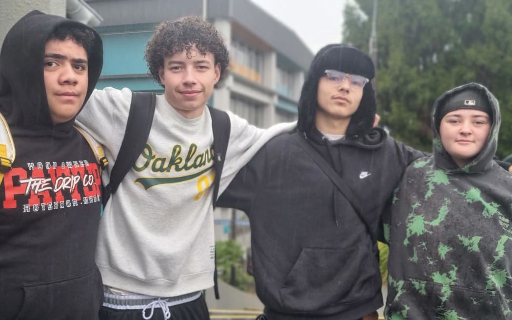 Foundation skills students Preston Wade, centre left, and Zane Te Awhe, centre right, and their mates, say Witt has revived their interest in learning.