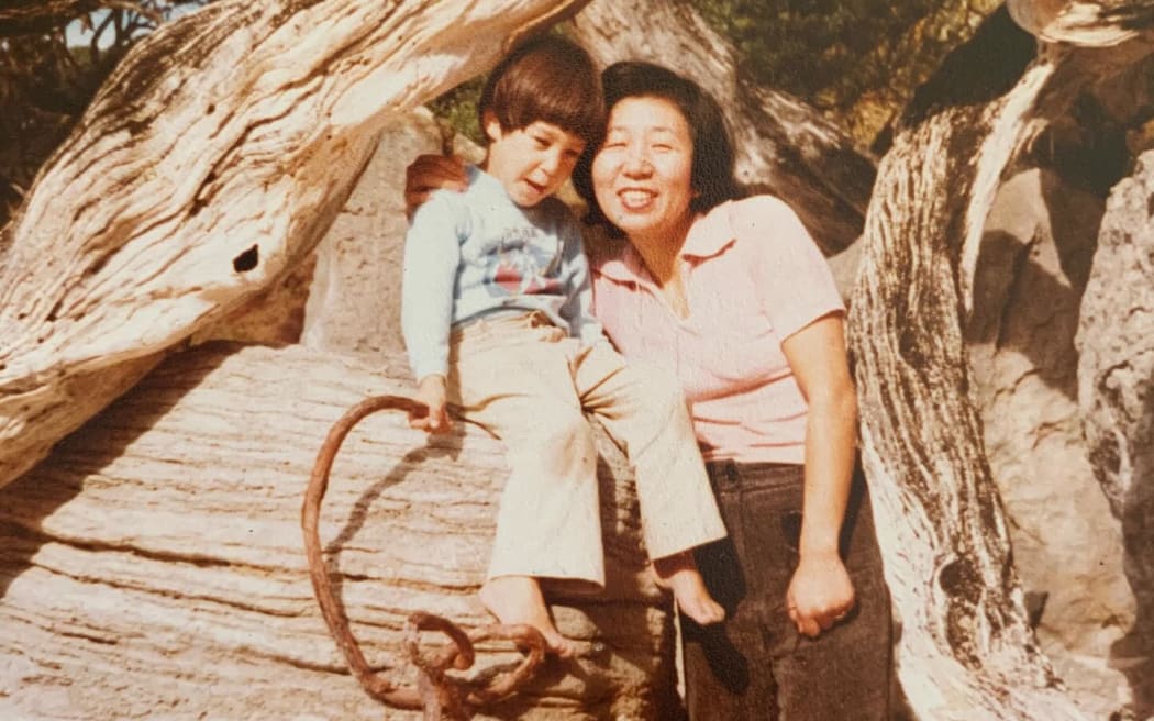: Japanese-Kiwi musician Mark de Clive-Lowe with his mother, Toshiko.