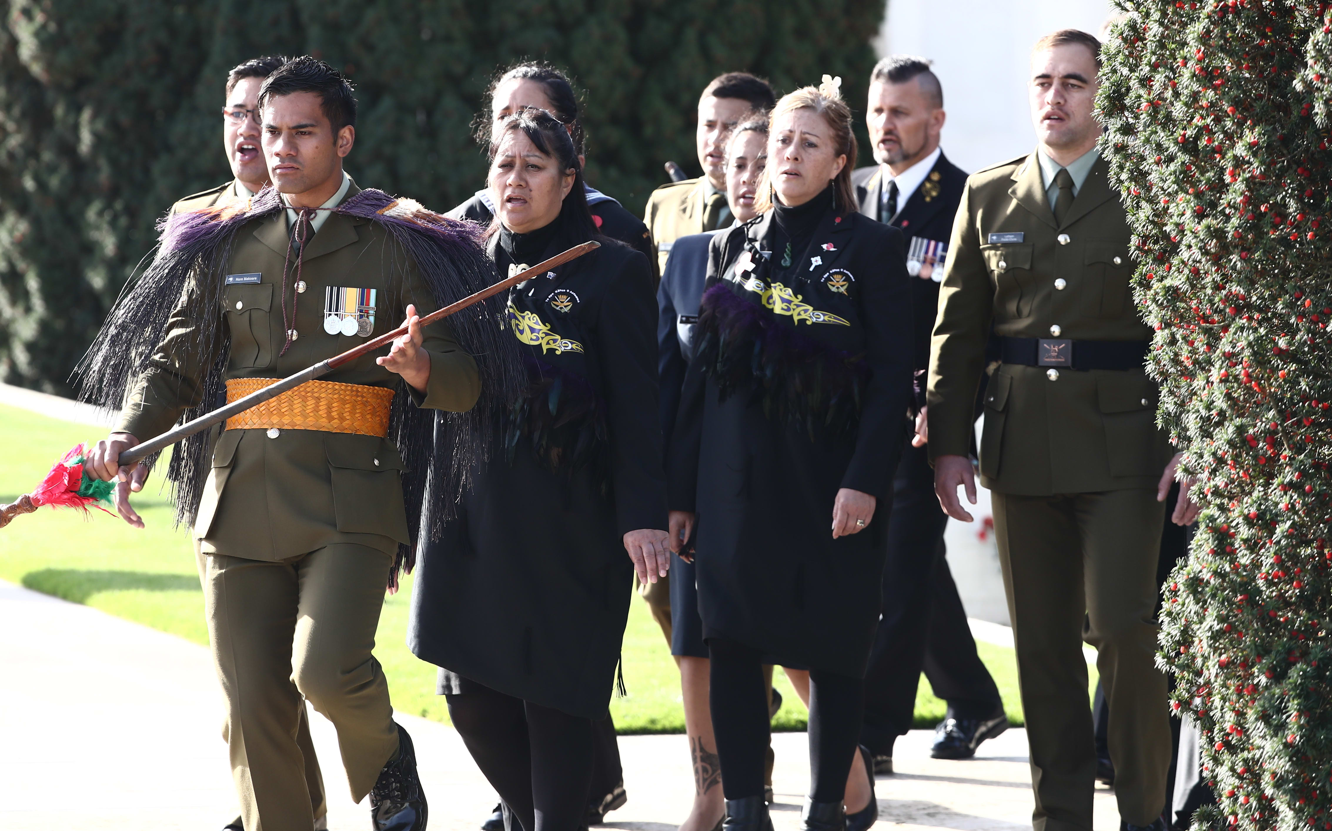 New Zealand soldiers at the Tyne Cot Commonwealth War Graves Cemetery.