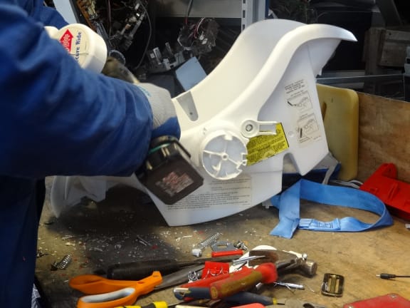 Parts from carseats are recycled.
