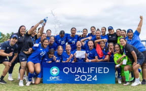 The winning Samoa under-16 women's soccer team that has qualified for the FIFA Under-17 World Cup in 2025. Photo: OFC/Phototek