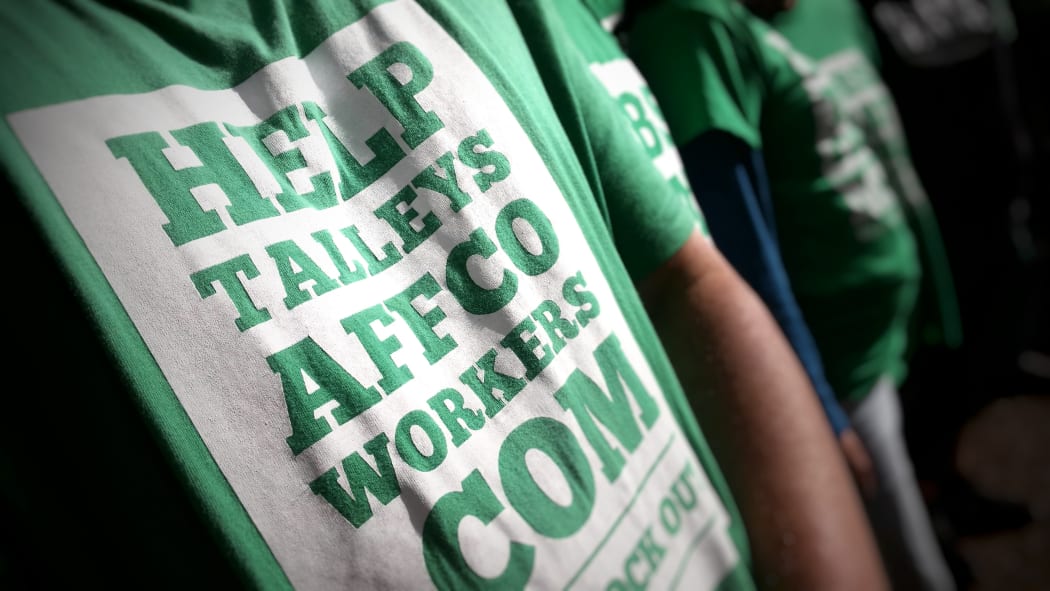 Affco workers made the journey from Wairoa to Auckland for the hearing.