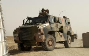 An Australian Army Bushmaster Infantry Mobility Vehicle (IMV) on patrol at an undisclosed location in Iraq.