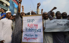 Bangladeshi activists of several Islamic groups shout slogans during a protest rally in November 2016  against the persecution of Rohingya Muslims in Myanmar.