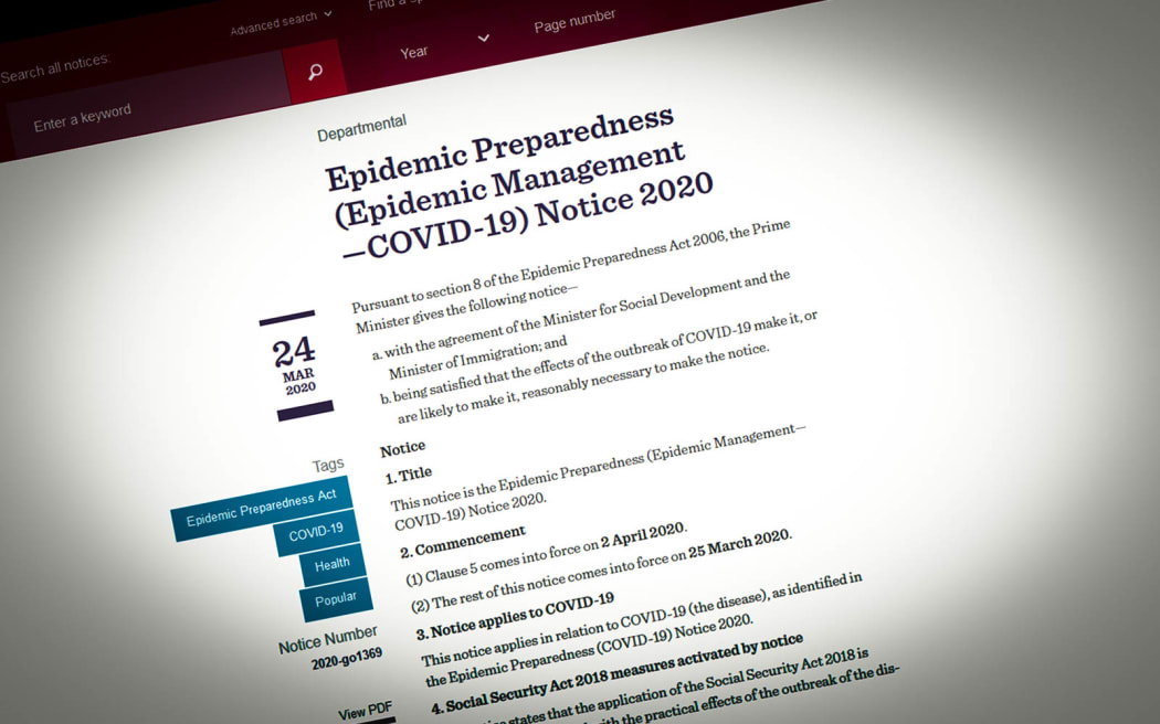 The Epidemic notice which enables special powers in an emergency must be published in the Gazette