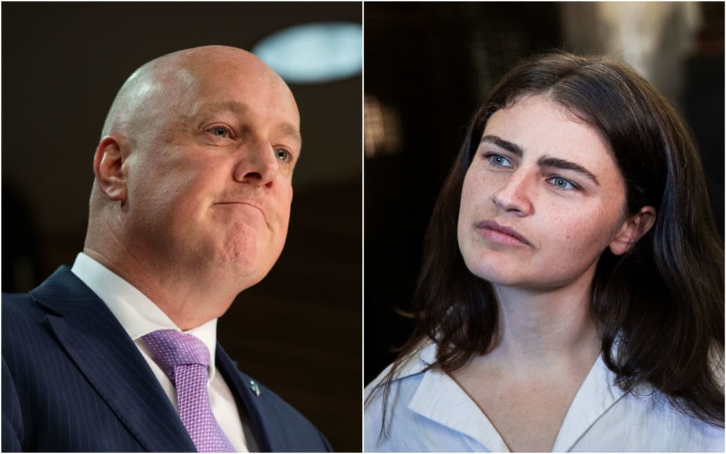 Prime Minister Christopher Luxon and Green Party co-leader Chlöe Swarbrick.