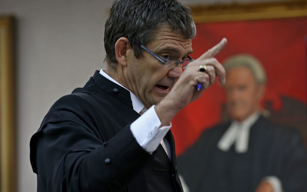 Lead prosecutor Philip Morgan questioning defence witness Professor James Ironside.