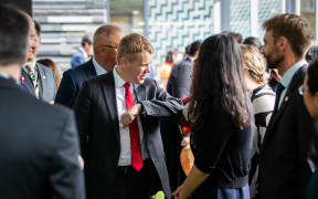 Prime Minister Chris Hipkins in Beijing, elbow bumping guest.