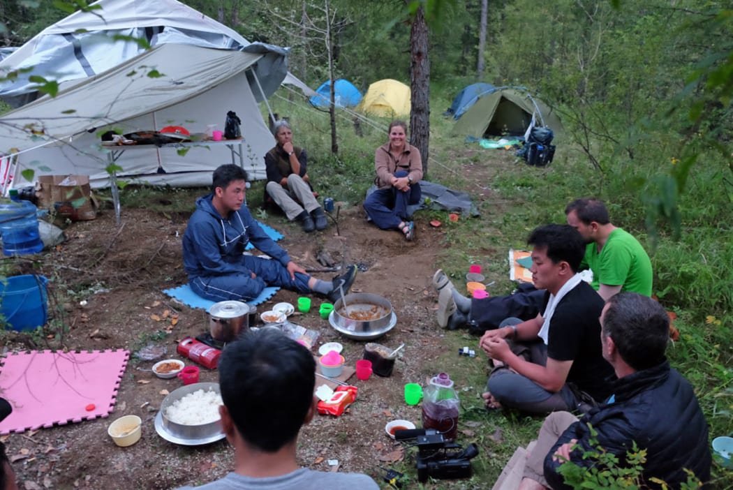 Dinner at a Paektu-san "secret" camp used by Korea's anti-Japanese freedom fighters in the early 20th century.