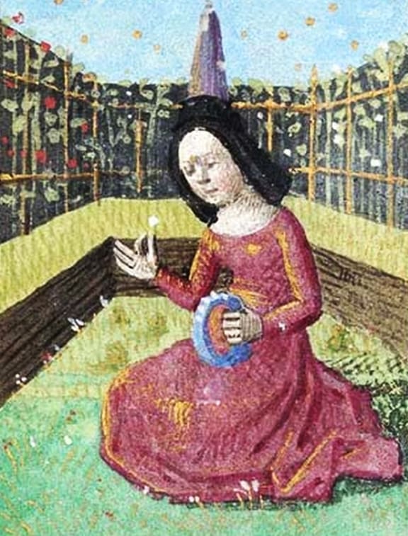 A medieval garden illustrated in a Book of Hours, Paris, c. 1470