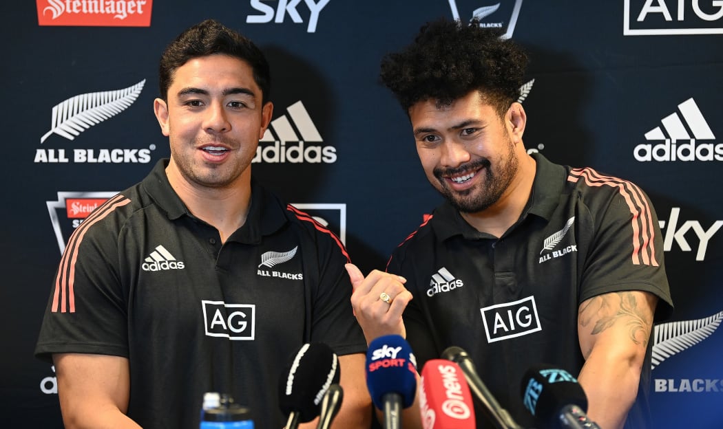 All Blacks Anton Lienert-Brown and Ardie Savea.
New Zealand All Blacks media conference in Hamilton, New Zealand on Thursday 15th July 2021.