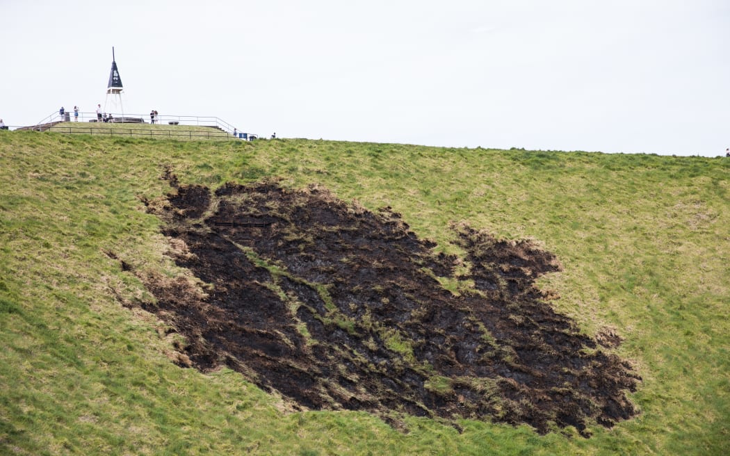 Damage on Mt Eden caused by fireworks.