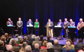 The New Plymouth mayoral candidates attend a debate at the Theatre Royal.