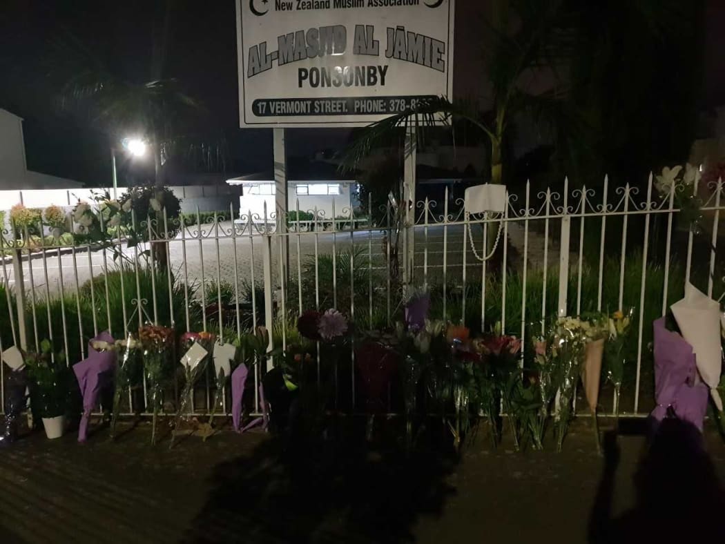 People have lain tributes at Ponsonby mosque in Auckland.
