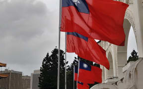 National flags of Taiwan are flown in Freedom Square, Taipei.