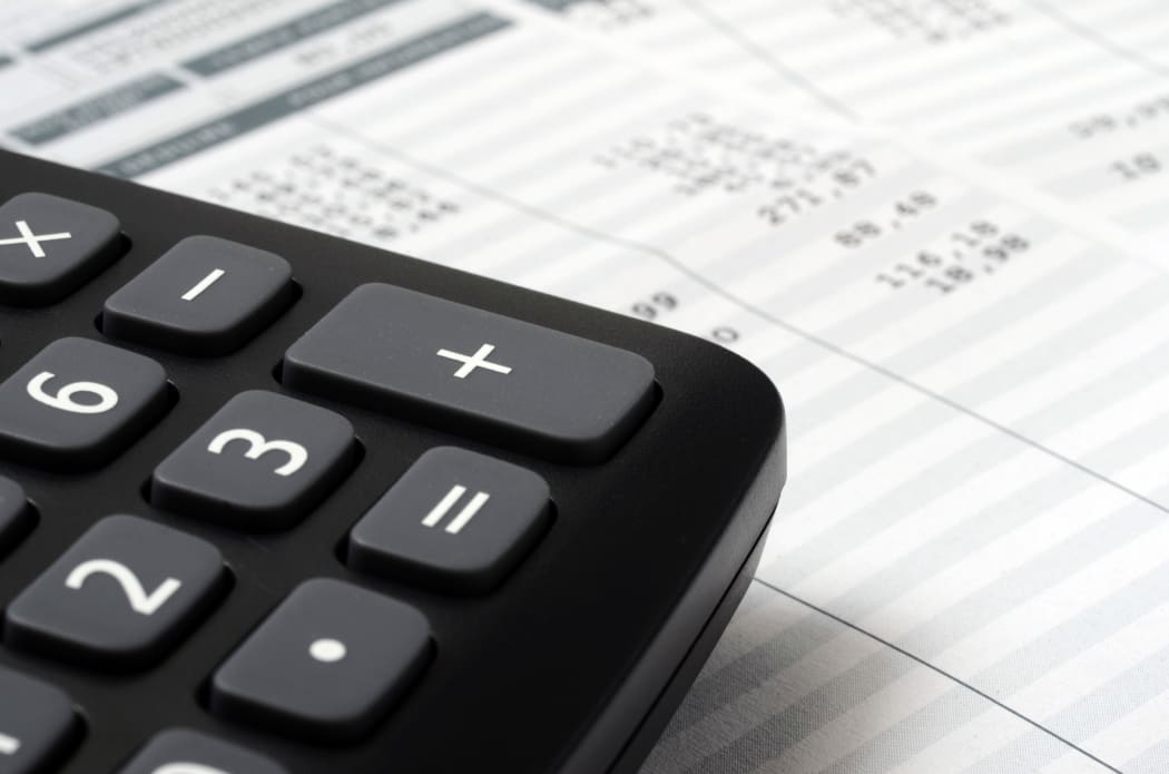 Euro Pay slip and calculator, close up for payroll or salary background