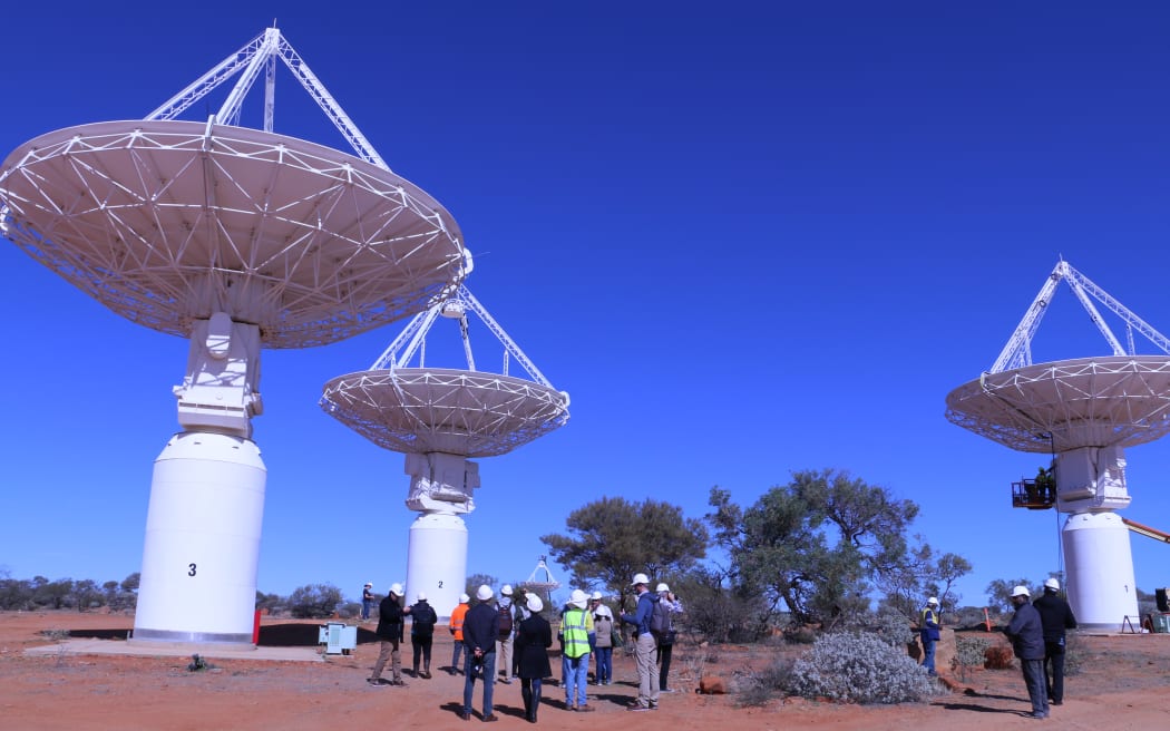 The Australian Square Kilometre Array Pathfinder, or ASKAP, with its 36 dishes, is a precursor to the gigantic SKA telescope.