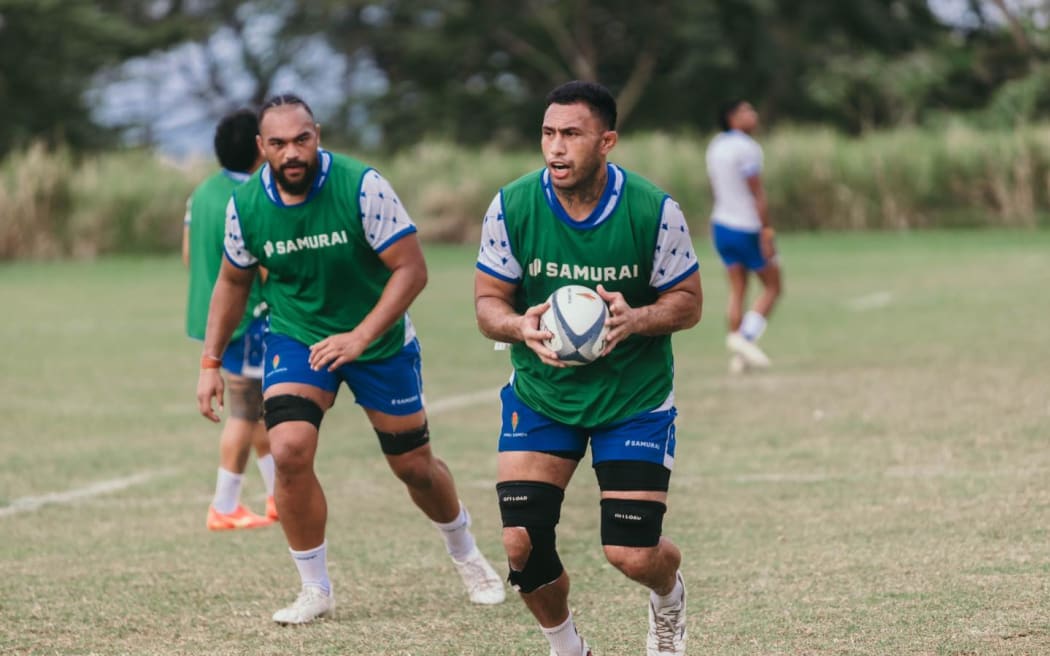 Manu Samoa players preparing for the rugby battle against Tonga in Apia. Photo: Lakapi Samoa