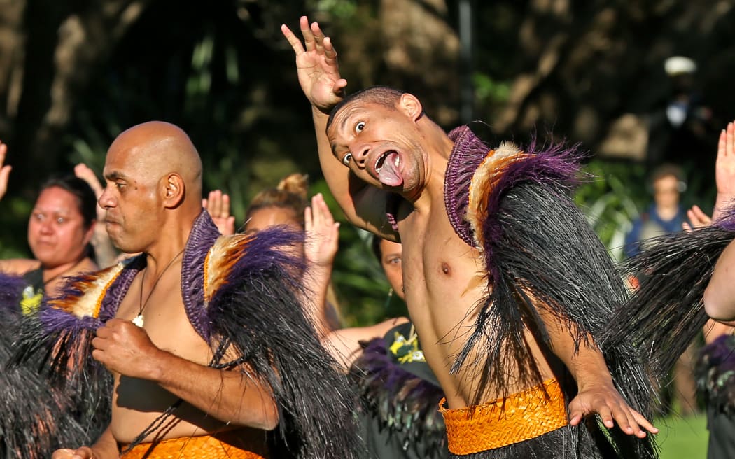Haka Powhiri as Prince Harry enters Government House.