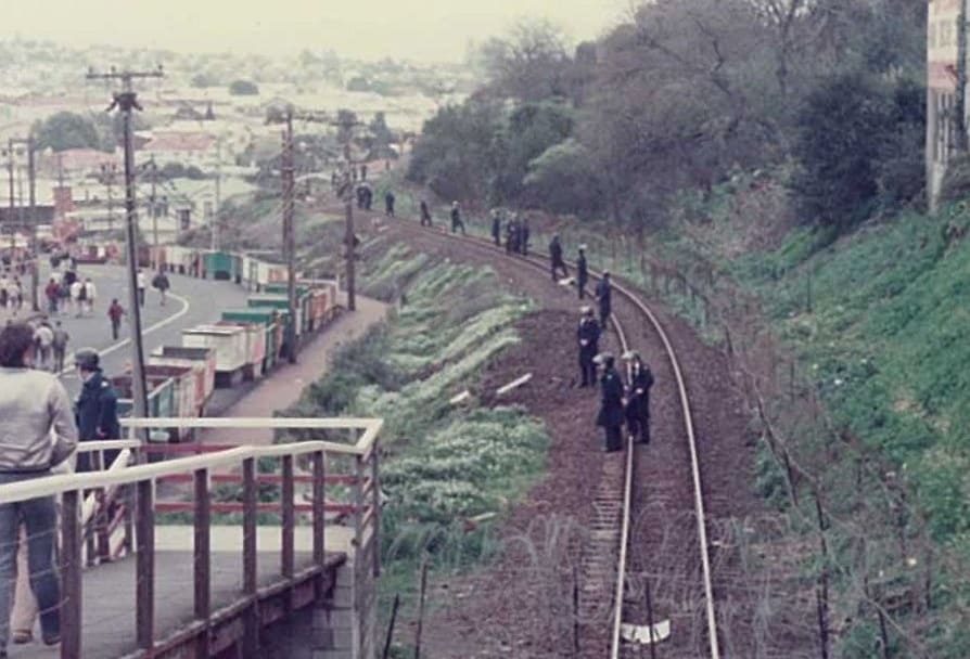 Kingsland Station before the 1981 All Blacks vs Springboks rugby match.