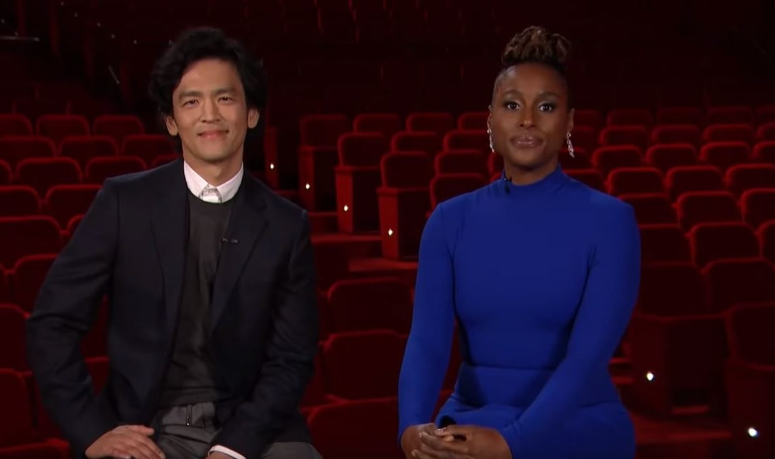 John Cho and Issa Rae announcing the 92nd Academy Awards nominations.