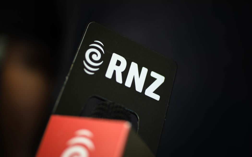 A microphone with the RNZ logo on it.