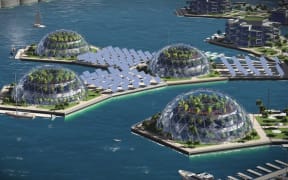 An artists impression of  sustainable domes