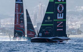 October 16, 2024. Louis Vuitton 37th America's Cup, Race Day 3, Race 6. EMIRATES TEAM NEW ZEALAND, INEOS BRITANNIA