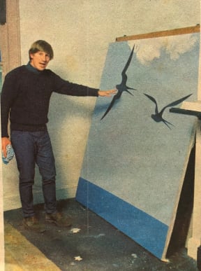 Don Binney with FRIGATE BIRD II.
