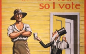 Poster encouraging returned NZ soldiers to vote for Continuance in a 1922 Prohibition referendum.