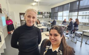 St Mary's College Wellington teacher Jean Clarke and Year 13 student Marianna Boless.