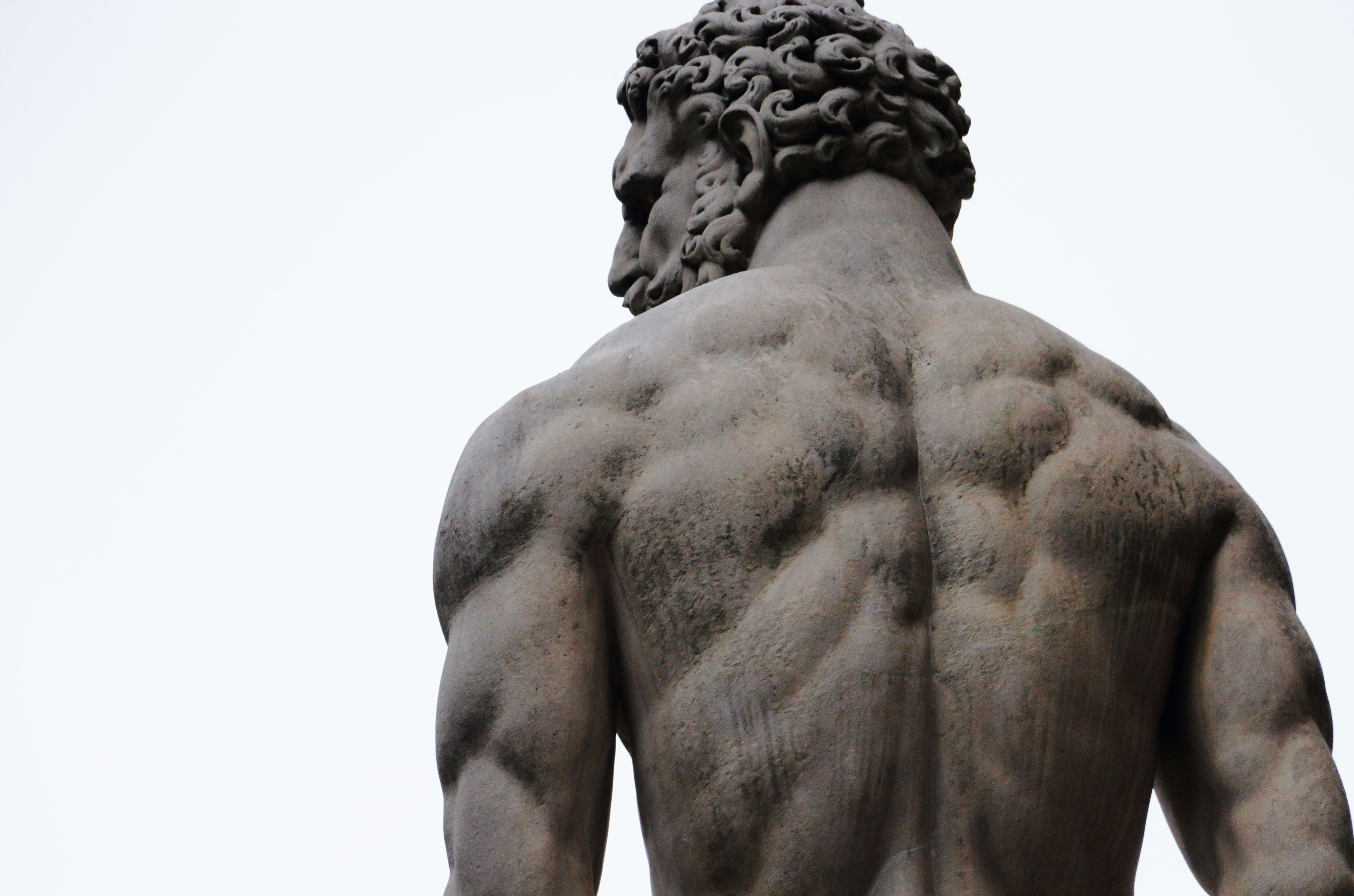 male statue from behind