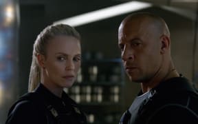 Charlize Theron and Vin Diesel in Fate of the Furious.