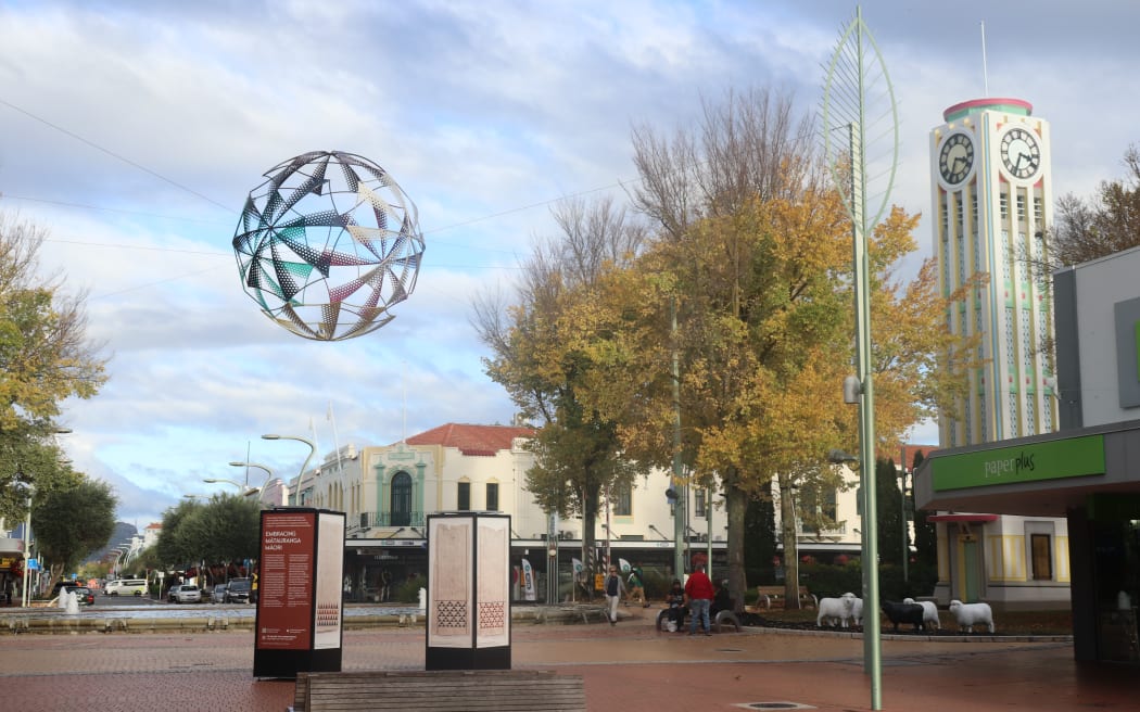 The central square in Hastings, which divides Heretaunga Street West from Heretaunga Street East.