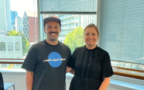 Mohamed Hassan with Charlotte Ryan at RNZ