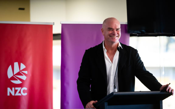 Dion Nash speaks during ceremony. New Zealand Cricket Life and Honorary Membership awards at Sky Stadium, Wellington, New Zealand on Friday 18 November 2022. Mandatory credit: Elias Rodriguez / www.photosport.nz