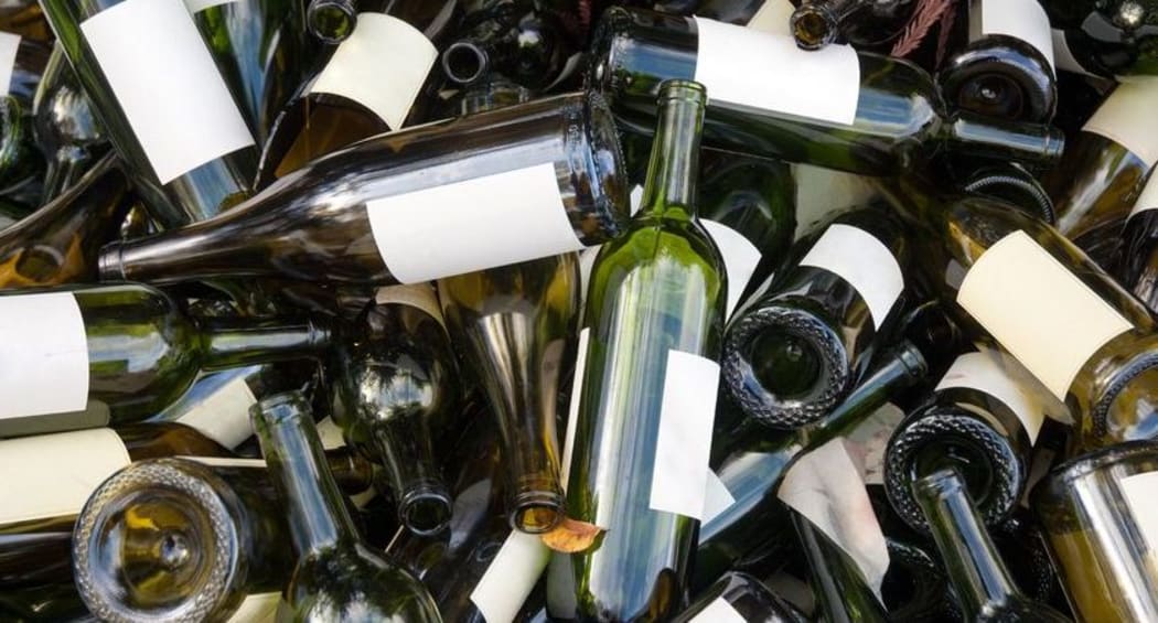 Glass bottles ready for recycling