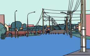 Flooding street illustration